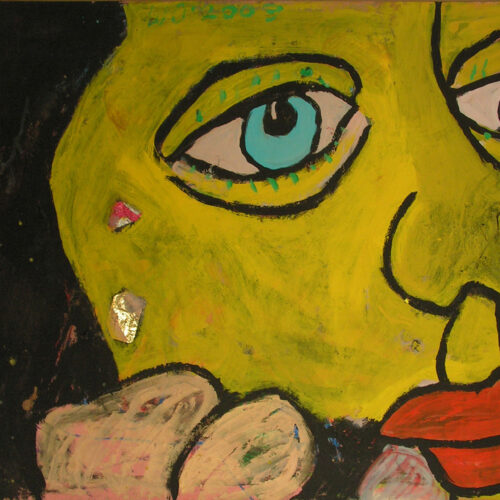 Wiesław Obrzydowski, "Miłka, córka artysty", 2009, akryl, kolaż na kartonie, wymiary 70,5x100 cm, /18DA